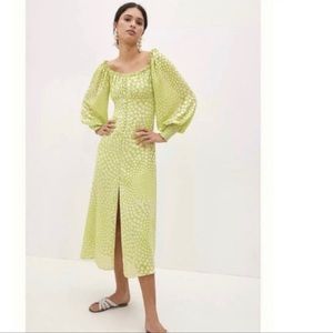 Exquise (Anthropologie) Womens Meryl Midi Polka
Dot Dress Size Small Lime Green